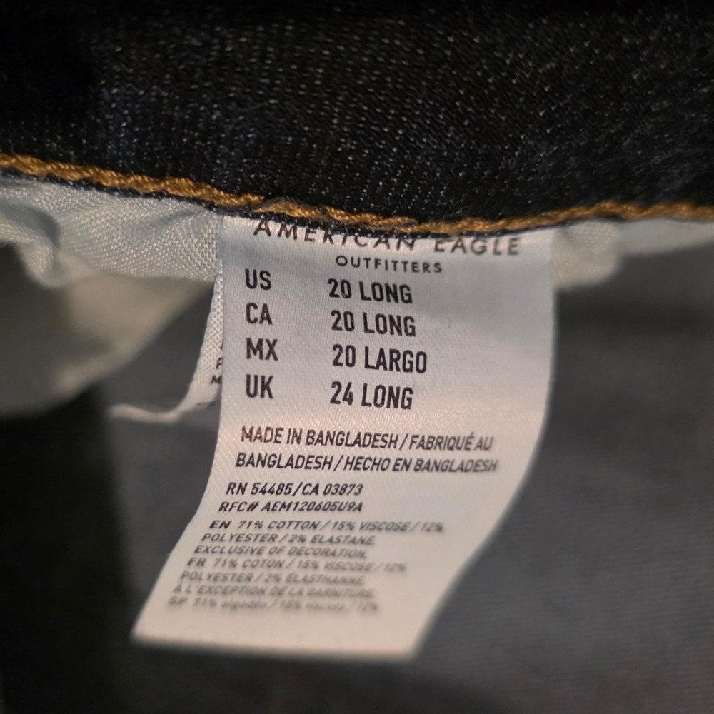 American Eagle Jeans Womens 20 Long Blue Excellent Super Stretch Bootcut Flare - Picture 8 of 12